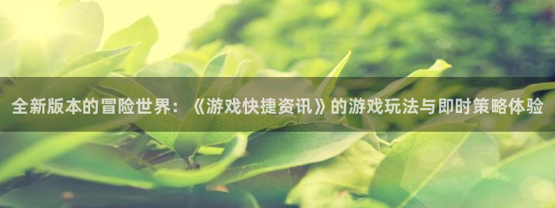 辉达娱乐主管：全新版本的冒险世界：《游戏快捷资讯》的游戏玩法